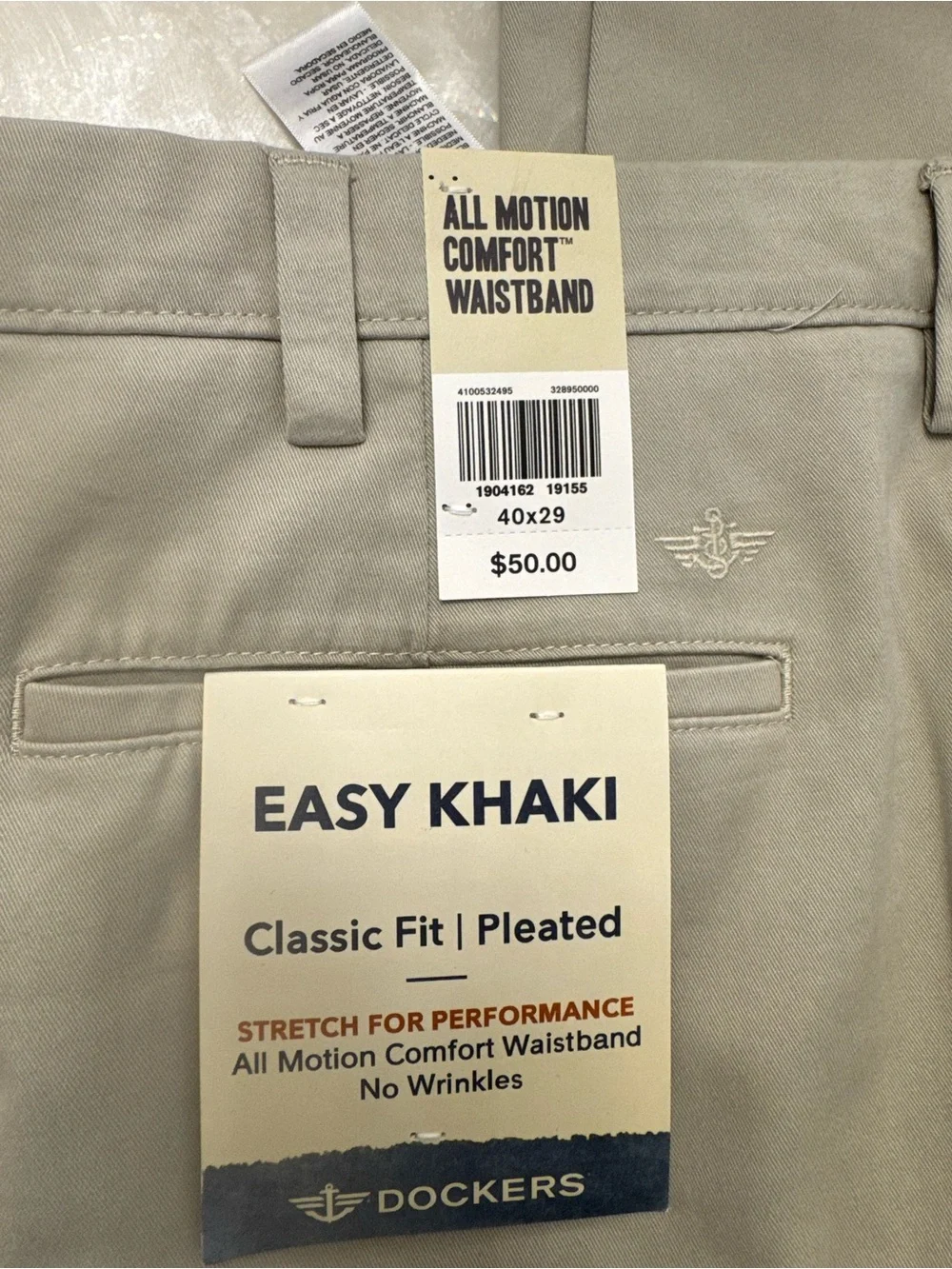 Dockers Easy Khaki Pleated Classic Fit Pants - Light Khaki 40x29